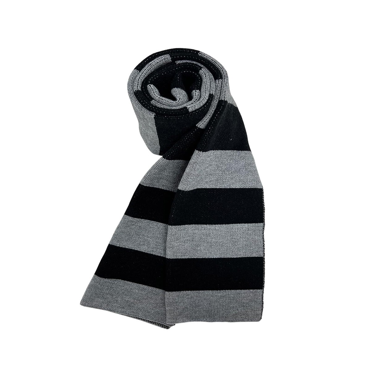 Classic Knit Scarf Gray and Black Stripe Feel Knit Scarf Soft