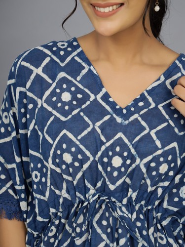 Anokhi, Vintage Indiano Blocco Stampa Cotone Kaftano Maxi Vestito, Hippie Boho - Foto 148 di 162
