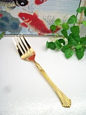 HOME CONCEPTS  Gold Electroplate  GOLDEN CANNES  Cold Meat Serving Fork   Japan