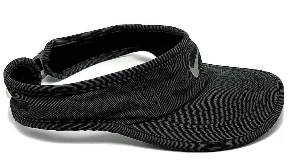 NIKE DRI FIT visor dark gray adjustable AW84 silver swoosh