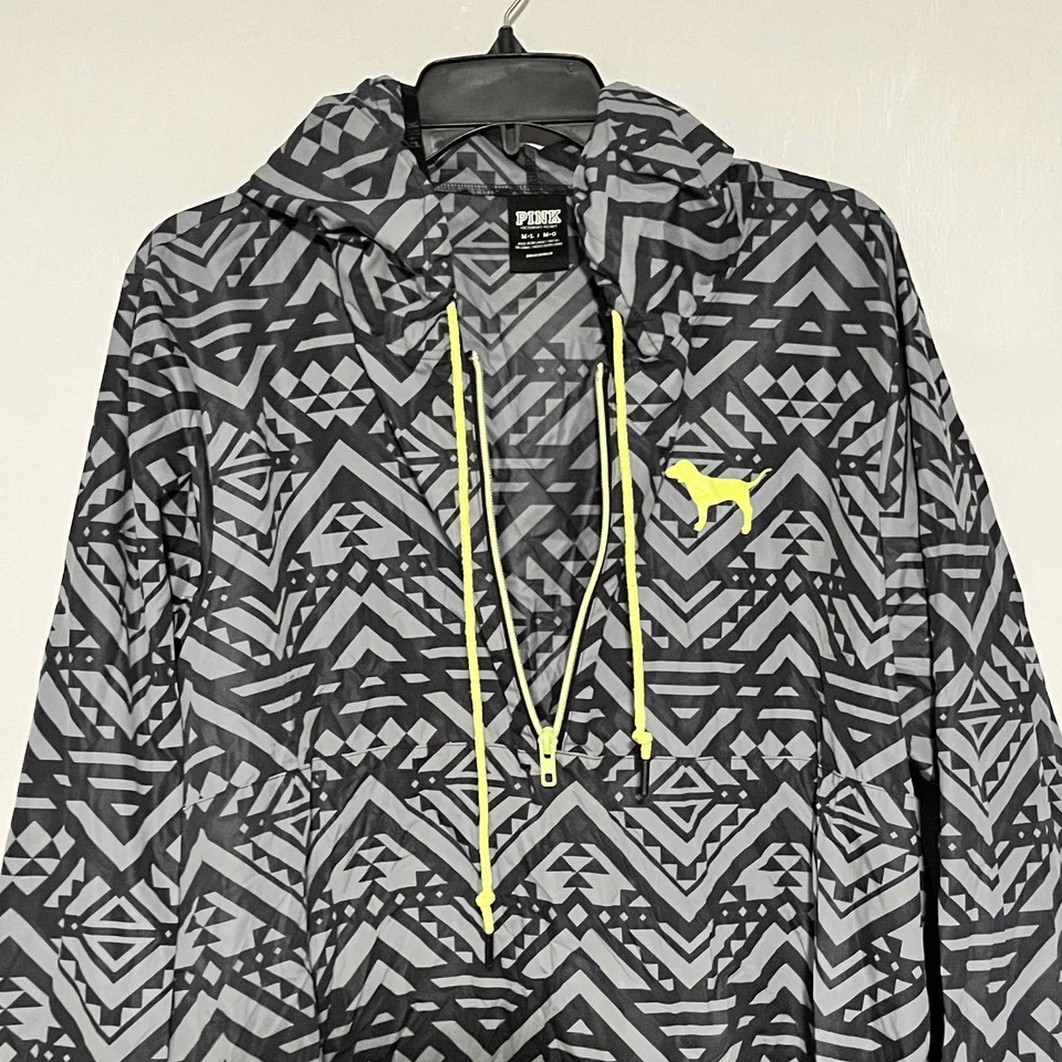 Chaqueta Anorak ROSA Victorias Secret M/L Sudadera con Capucha Azteca Cordón Perro Media Cremallera  Foto 4 de 4