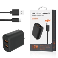 Reiko Micro Portable Travel Home Charger With Built In Cable In Black