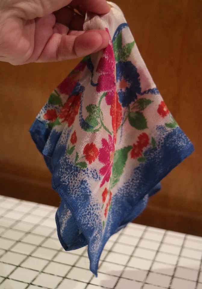 Pañuelo Brillante Cuadrado Floral Vintage Colorido Pañuelo 12" Cuadrado Foto 3 de 4