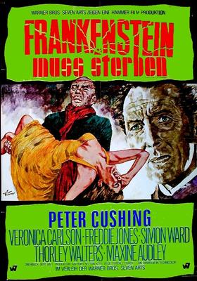 HAMMER Peter Cushing Frankenstein muss sterben Original Filmplakat A1 gerollt