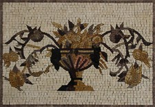 Yellow Flowers Gold Shade Vase Table Top Art Marble Mosaic