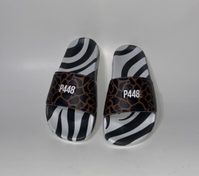 P448 Super Slide Sandals Leopard Zebra Stripes Pool Thong Italy EU 37 Women's 7