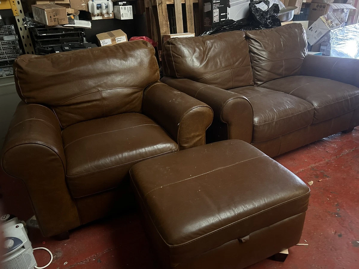 Brown leather sale and fabric sofa