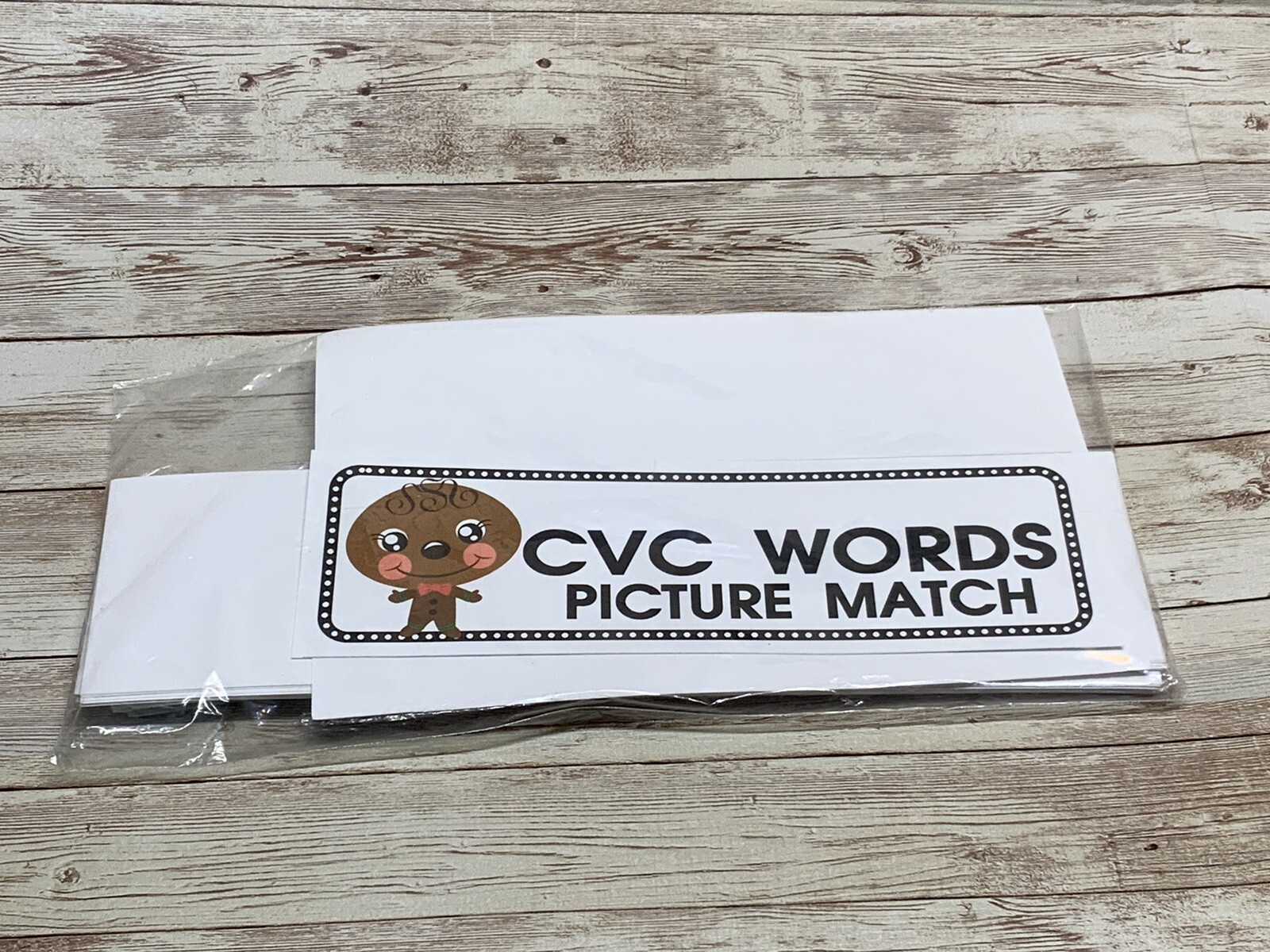 Gingerbread Boy - Themed Learning Centers - CVC Words Picture Match Laminated