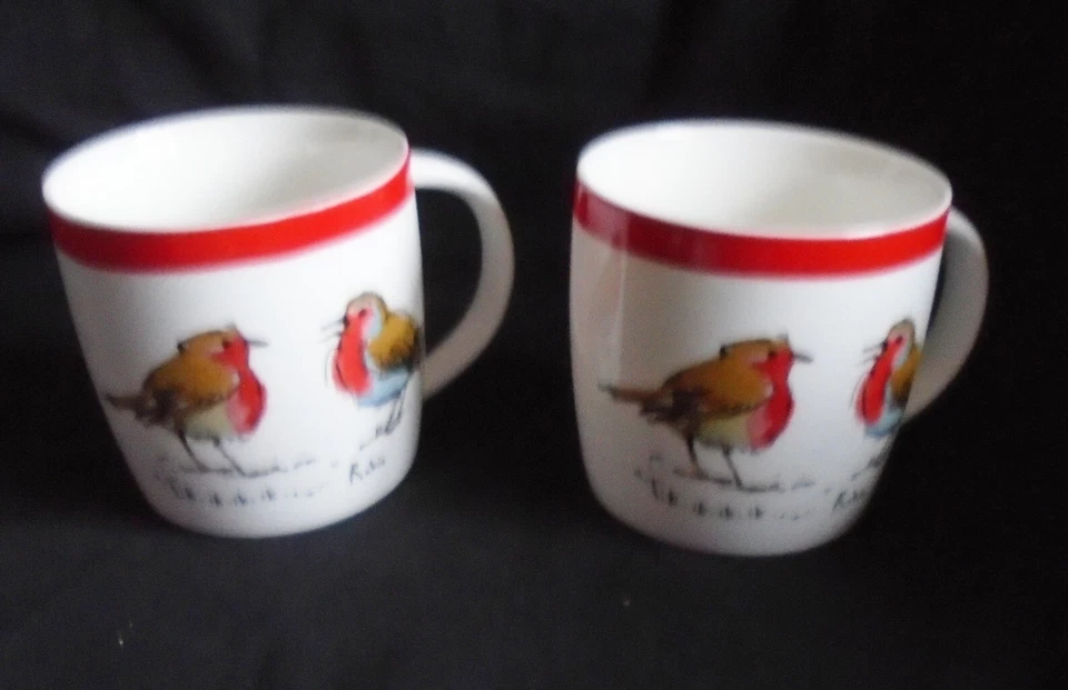 Madeleine Floyd 2 x robin birdsong matching mugs vgc - Image 3 of 3
