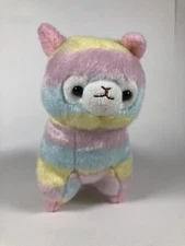 Amuse Plush Llama 5” Striped Blue Pink Yellow 2019 Aliquantum Stuffed Animal Toy