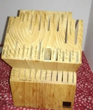 Ronco Showtime Six Star Cutlery 30 Slot Solid Wood Knife Block Block Only