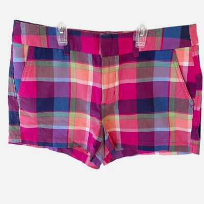 Khaki's By Gap Shorts Women's 2 Pink Plaid Chino Shorts Summer Spring Colorful