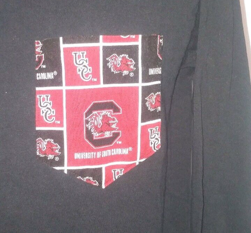 Carolina Gamecocks Ladies Long Sleeve Black T-Shirt Printed Pocket -Womans Small - Picture 2 of 2