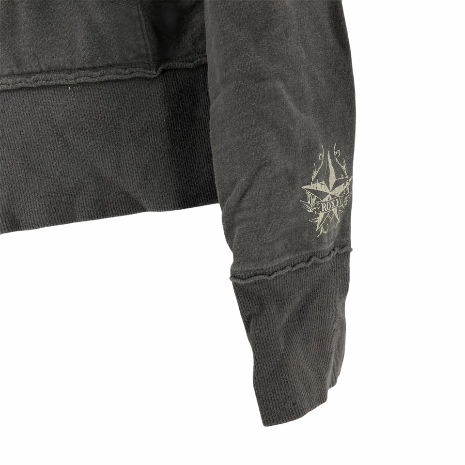 Chaqueta Sudadera Chaqueta Roxy Para Niñas Cremallera Cuello Simulado Bolsillos con Cremallera Talla Mediana Gris Foto 3 de 4