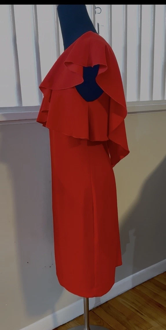 VALENTINO Abito Trina Turk 4 rosso petardo Cameron incrociato volant scollo a V