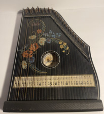 Vintage Jubeltone Zither Autoharp Konzert Salon Harfe Floral West Germany