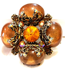 Vintage Regency Style Brooch Pendant Amber Br...