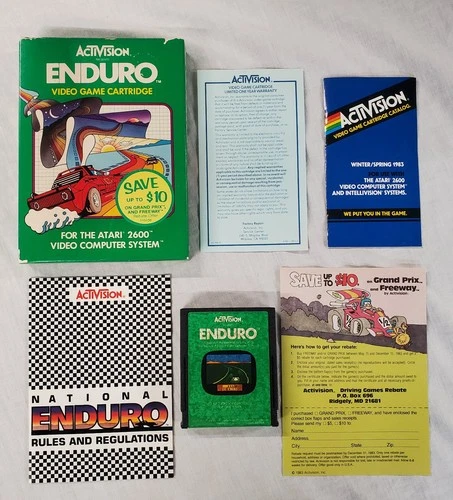 Enduro (Atari 2600, 1983) Rare Rebate  Offee Complete In Box CIB Tested (D039)
