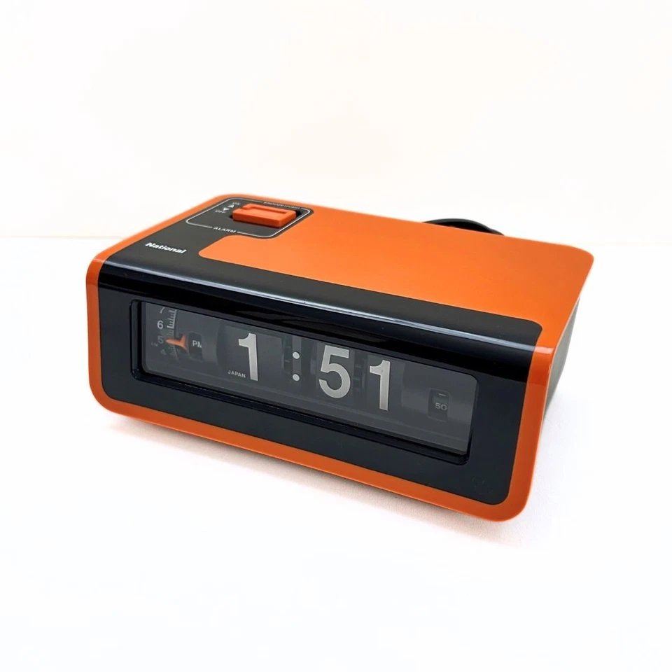Réveil à bascule national TG02 orange × noir vintage rare 50Hz/60Hz du Japon - Photo 3/4