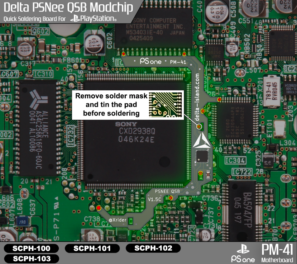 PS1 PSone Modchip Puce PM-41 SCPH-101 SCPH-102 103 Import and backup ...