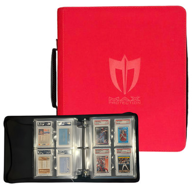 Max Protection PSA Card Binder - Red - 4 Pocket Holds 32 Graded Cards - RED