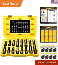 16-Piece Locking Lug Nut Master Key Set | 5, 6, 7, 12 Spline Socket Set, Star...