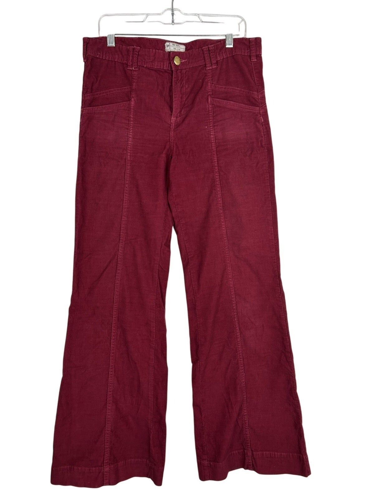 We The Free by Free People Women’s Size W 31 Red Corduroy Wide Leg/Flare Pants