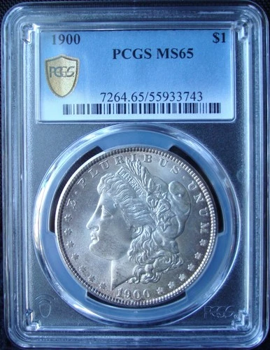 1900 Morgan Silver Dollar - PCGS MS 65 - Gold Shield