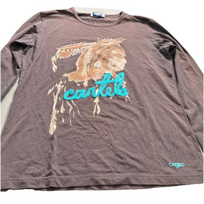 Cartel Native American Chief Graphic Long Sleeve T Shirt Unisex Brown