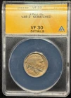 ANACS  VF Details - 1913 Buffalo Nickel Variety 2 5C Coin-420