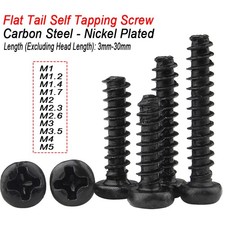 Tornillos de cabeza redonda M1-M5 negro zinc cola plana autorroscantes Phillips Pan tornillo