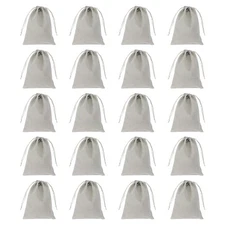 20pcs Flocked Drawstring Bag 5.9 x 7.9" Jewelry Pouches Gift Bags, Silver Gray