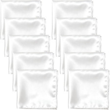 Pocket Squares for Men, 10 Packs Soild Color Silk Handkerchief Reusable White Sa