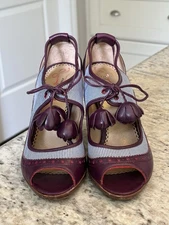 POETIC LICENCE London Girl About Town High Heels W Sz US 7 EUR 38 Leather Fabric