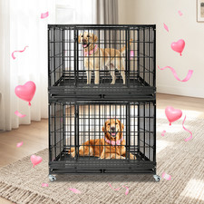 47" Two Levels Large Dog Crate Dog Kennel Indoor Outdoor Big Dog Cage Dog Crates