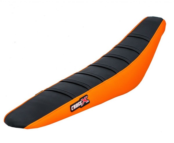 Sitzbezug KTM SXF 250-450 - SX 125-150-250 - TOP Schwarz - Seite Orange - Streif-image