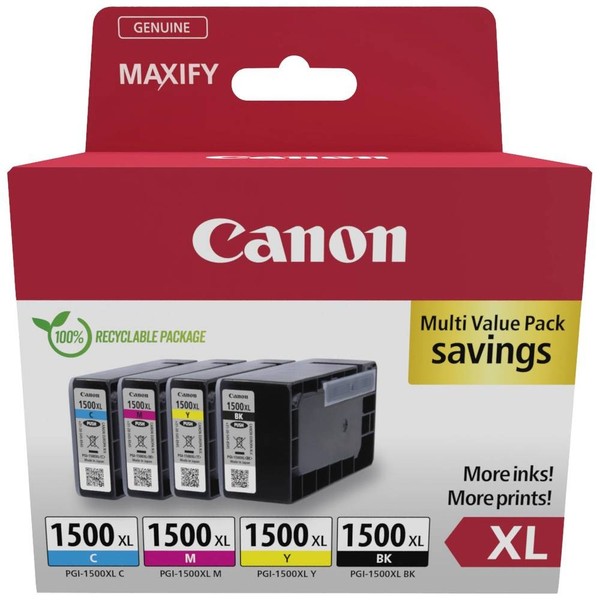 Canon Druckerpatrone PGI-1500XL Bk/C/M/Y Multipack Original Kombi-Pack Schwarz,-image