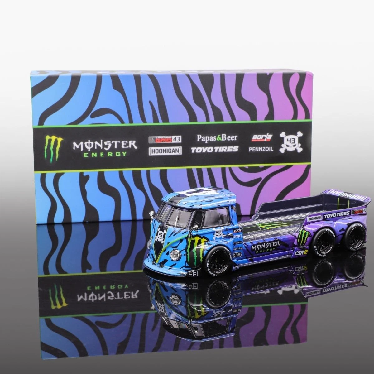 Liberty64 VW T1 Modified Trailer Diecast Car Model Monster Energy