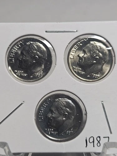 1987 P,D&S Roosevelt Dimes in BU and Proof condition