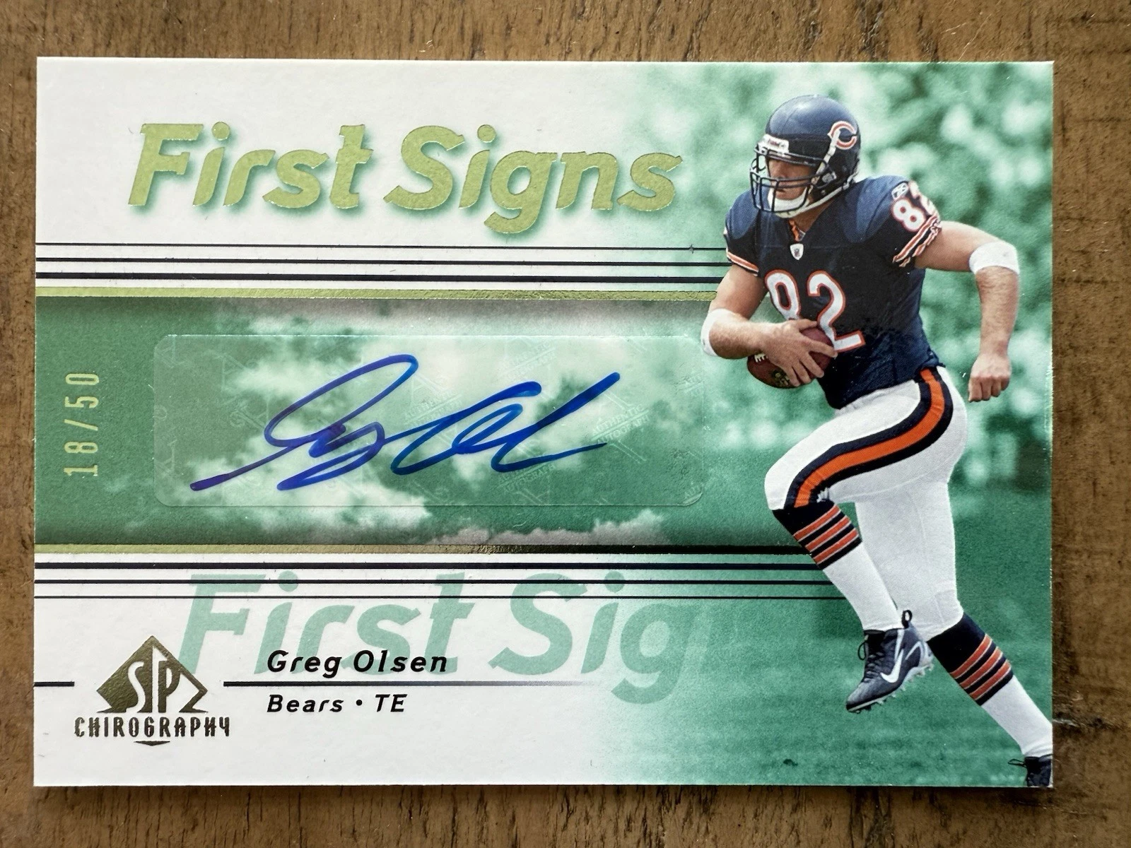 Greg Olsen SP Chirography First Signs #FSGO Emerald