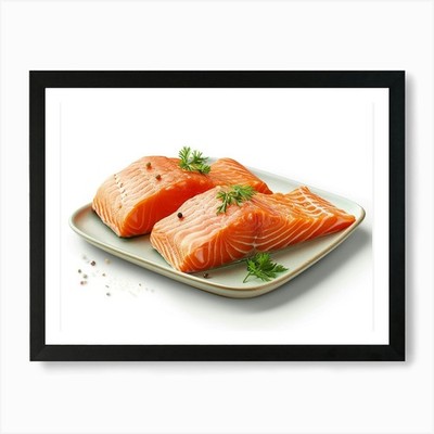 Zwei Lachsfilets Kunstdruck gerahmt Wandbild Poster Leinwanddruck Bild