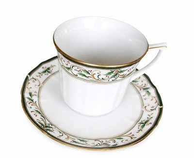 Noritake Christmas Garland Cup & Saucer Set Ivory China Holiday Replacement EUC