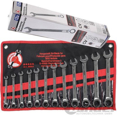 KRAFTMANN RATSCHEN MAUL-RING-SCHLÜSSEL Set 12-tlg GERADE-AUSFÜHRUNG SW 8-19mm