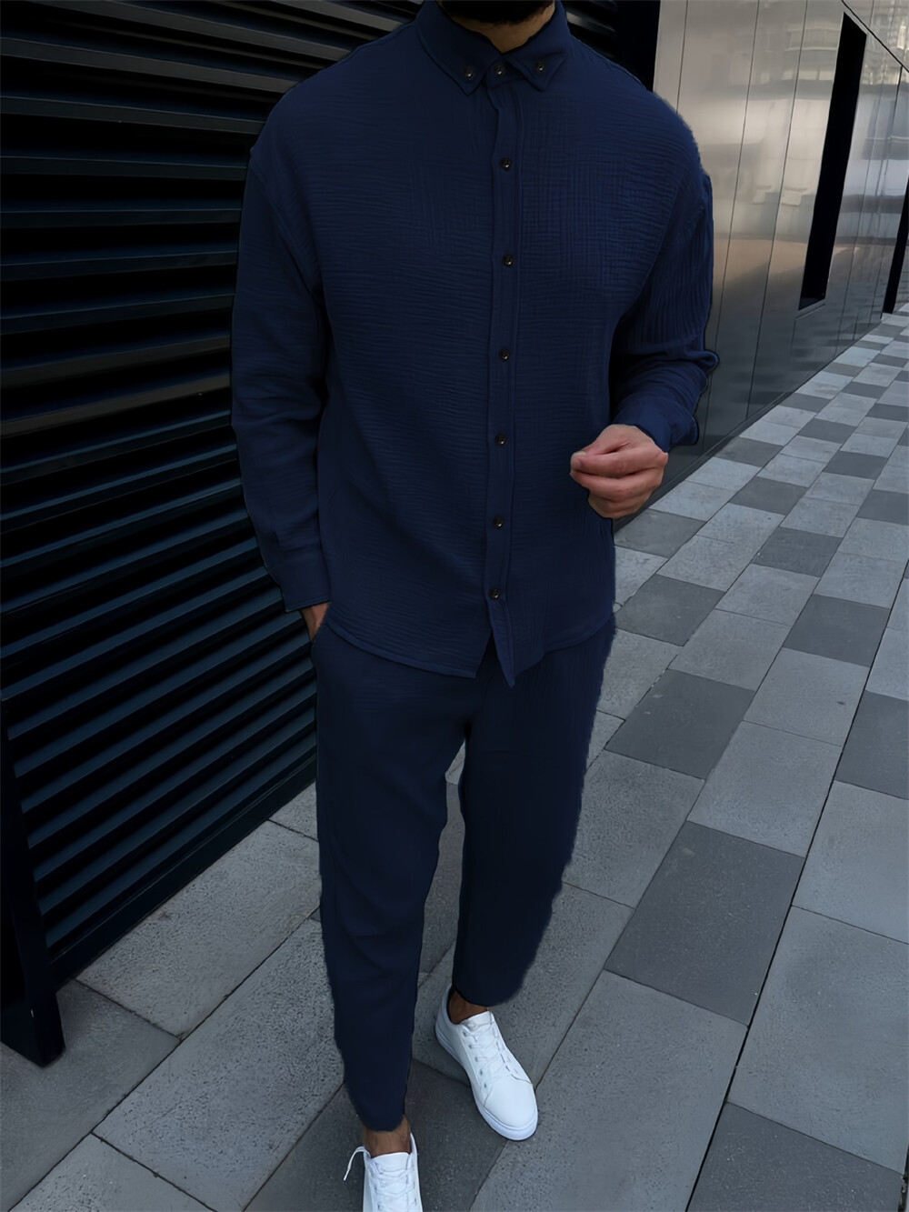 Men Tracksuit Outfit 2-Piece Set Long Sleeve Shirt and Pants Sweatsuit Set Men Tracksuit Outfit 2-Piece Set Long Sleeve Shirt and Pants Sweatsuit Set