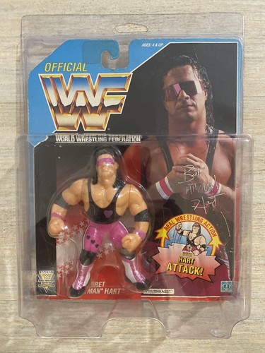 WWF 1992 Bret Hart Hasbro Figure Purple Heart Blue...
