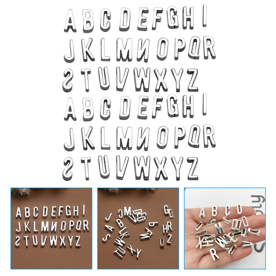52 Pcs Letter Charms for Bracelets Keychain Jewelry Pendants Piercings