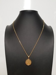 Authentic 18K Gold Plated Compass Pendant 20" Necklace
