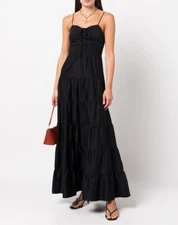 NWT ALICE & OLIVIA Sz 12 JORI LACE UP DRESS IN BLACK