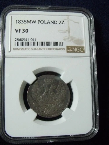 POLAND 1835 2 ZL NGC  VF30 SCRATCH RESISTANT CASE SHIPS FOR FREE