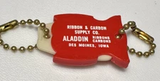Vintage Des Moines Iowa Ribbon & Carbon Supply Company Aladdin Owl Keychain